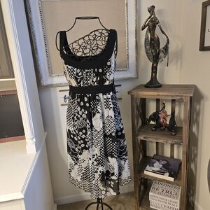 B Darlin Black and White One Shoulder Dress